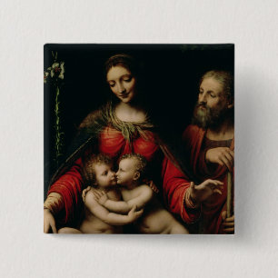 De Heilige Familie met de Baby St. John Vierkante Button 5,1 Cm