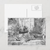 De Heilige Familie met een kat, 1654 Briefkaart (Voorkant / Achterkant)