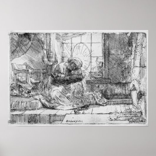De Heilige Familie met een kat, 1654 Poster (Voorkant)