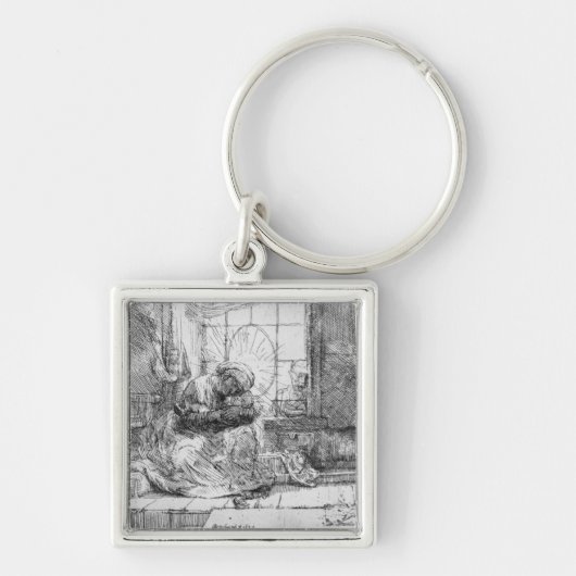 De Heilige Familie met een kat, 1654 Sleutelhanger (Voorkant)