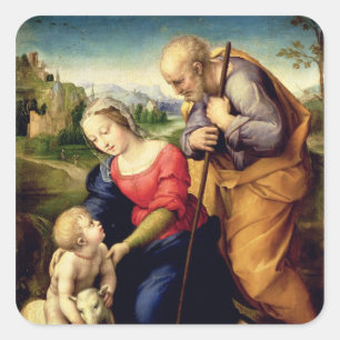 De Heilige Familie met een Lamb, 1507 Vierkante Sticker