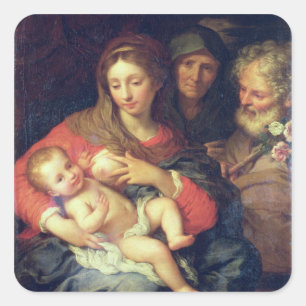 De Heilige Familie met Elizabeth (olie op het pane Vierkante Sticker