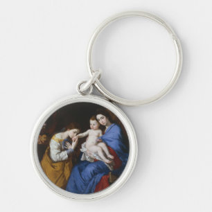 De heilige Familie met Heiligen Anne en Catherine Sleutelhanger