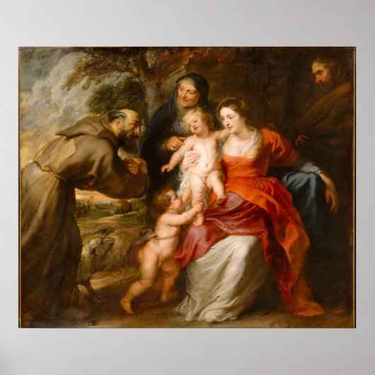 De Heilige Familie met heiligen Poster (Voorkant)