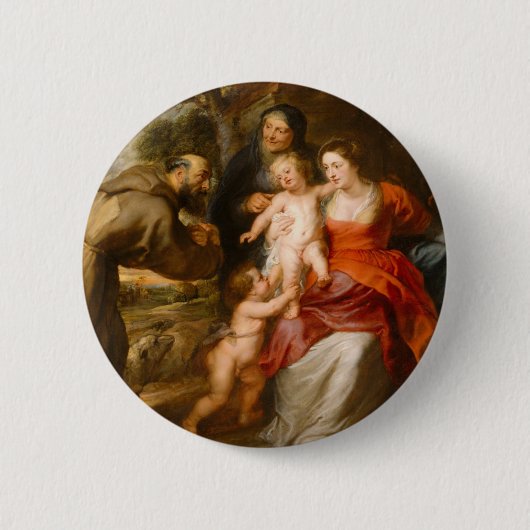 De Heilige Familie met heiligen Ronde Button 5,7 Cm (Voorkant)