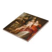 De Heilige Familie met heiligen Tegeltje (Zijkant)