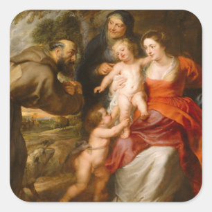De Heilige Familie met heiligen Vierkante Sticker