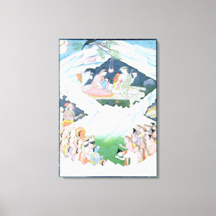 De Heilige Familie Shiva en Parvati Canvas Afdruk