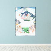 De Heilige Familie Shiva en Parvati Canvas Afdruk (Insitu (Houten vloer))