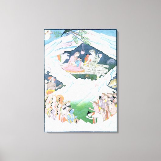 De Heilige Familie Shiva en Parvati Canvas Afdruk (Voorkant)