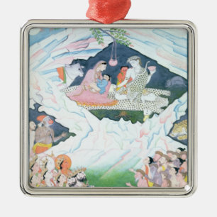 De Heilige Familie Shiva en Parvati Metalen Ornament