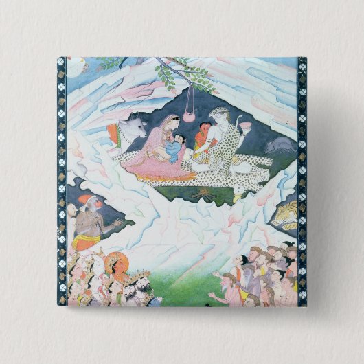 De Heilige Familie Shiva en Parvati Vierkante Button 5,1 Cm (Voorkant)