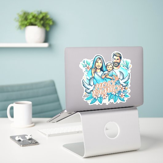 De Heilige Familie Sticker (Laptop op bureau)