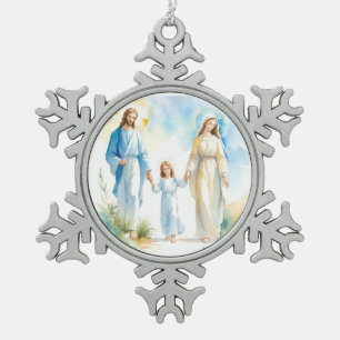 De Heilige Familie Tin Sneeuwvlok Ornament