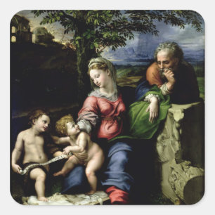 De Heilige Familie van de eikenboom, c.1518 Vierkante Sticker