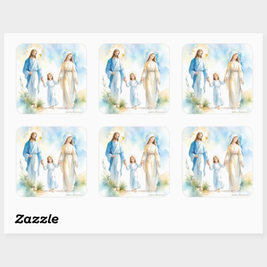 De Heilige Familie Vierkante Sticker (Vel)