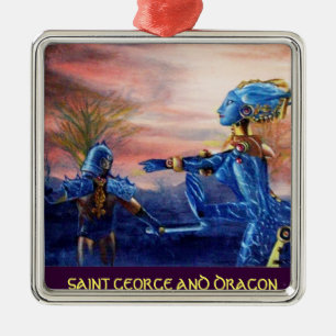 DE HEILIGE GEORGE EN BUITENAARDSE DRAAK METALEN ORNAMENT