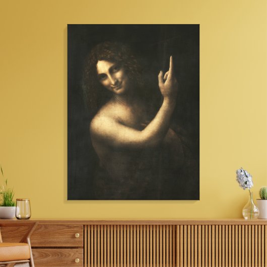 De heilige Johannes de Doper van Leonardo da Vinci Canvas Afdruk (Insitu (Woonkamer))