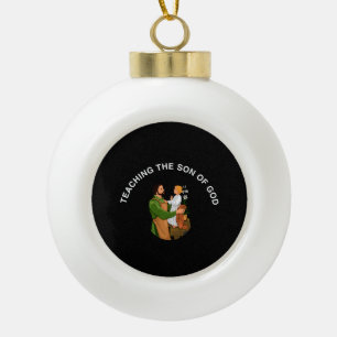 DE HEILIGE JOSEF LEERT DE ZOON VAN GOD KERAMISCHE BAL ORNAMENT