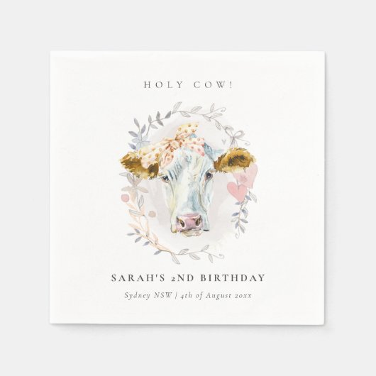 De Heilige Koe Boerderij Flora baart elke zondag Servet (Voorkant)