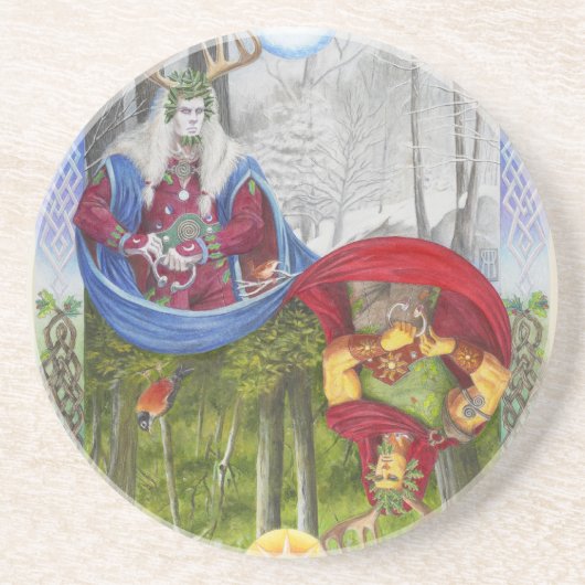 De Heilige Koning / Eikenkoning Zandsteen Onderzetter (Voorkant)