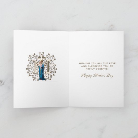 De Heilige Maagd Maria Religieuze Moederdag Kaart (Binnen)