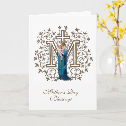 De Heilige Maagd Maria Religieuze Moederdag Kaart (Gele Bloem)