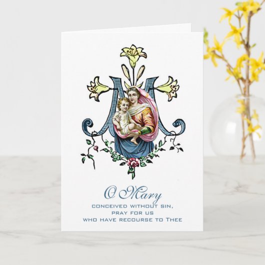 De Heilige Maagd Maria Religieuze Moederdag Kaart (Gele Bloem)