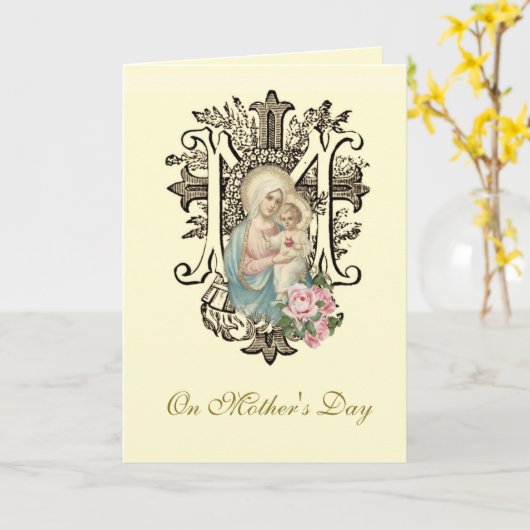 De Heilige Maagd Maria Religieuze Moederdag Kaart (Gele Bloem)