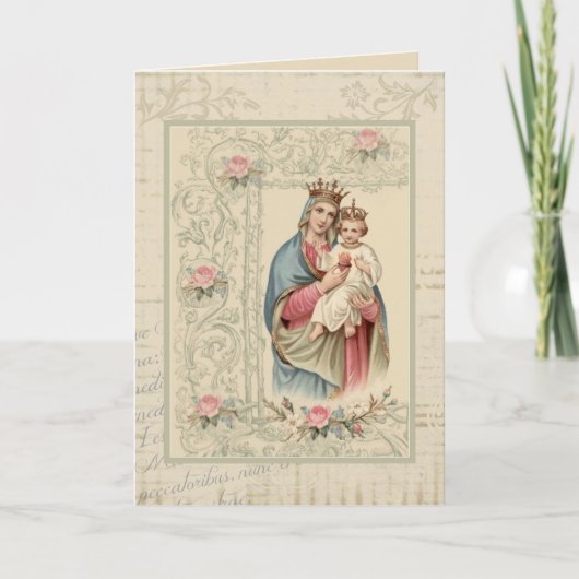 De Heilige Maagd Maria Vintage Kaart (Voorkant)
