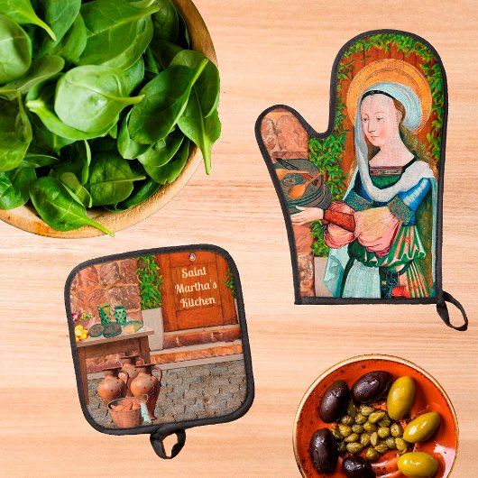 De heilige Martha van Bethanië in haar keuken Ovenwant & Pannenlap Set