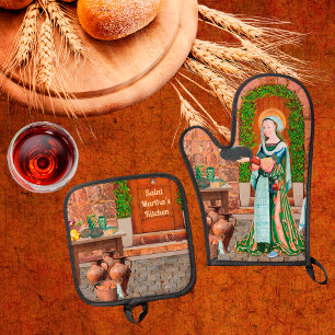 De heilige Martha van Bethanië in haar keuken Ovenwant & Pannenlap Set