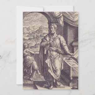 De heilige Mattheüs graveert goddelijke inspiratie Bedankkaart
