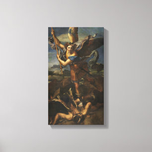De heilige Michaël de Aartsengel verslaat Satan Canvas Afdruk