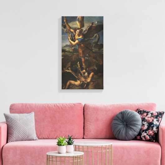 De heilige Michaël de Aartsengel verslaat Satan Canvas Afdruk (Insitu (Woonkamer))