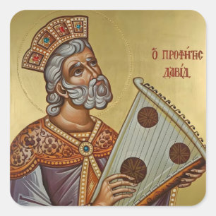 De Heilige Profeet en Koning David Orthodoxe Icoon Vierkante Sticker