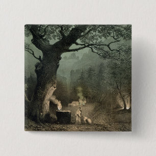 De heilige rog van de druïden vierkante button 5,1 cm