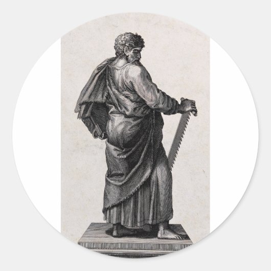 De heilige Simon de Zealot Apostel en Prediker Ronde Sticker (Voorkant)