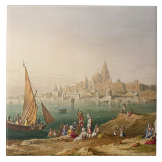 De heilige stad en de tempels van Dwarka, van Volu Tegeltje (Voorkant)