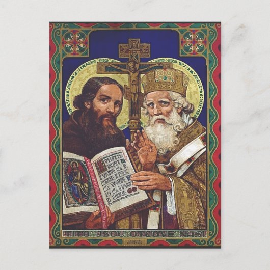 De heiligen Cyril en Methodius Patronen van Europa Briefkaart (Voorkant)