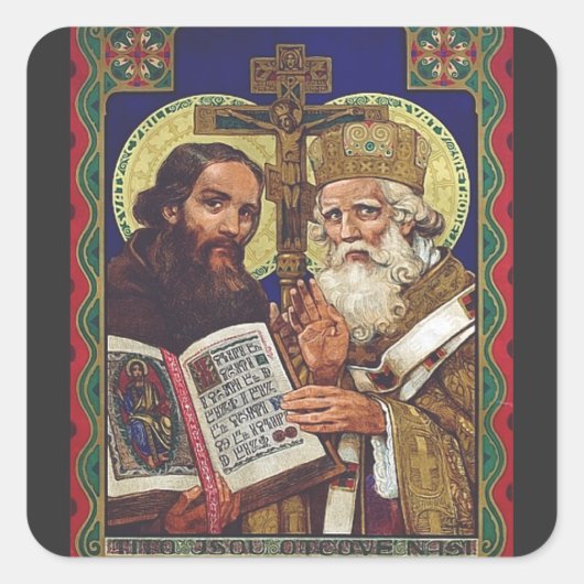 De heiligen Cyril en Methodius Patronen van Europa Vierkante Sticker (Voorkant)