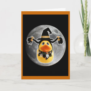 De heks Ducky laat de maan landen! Feestdagen Kaart