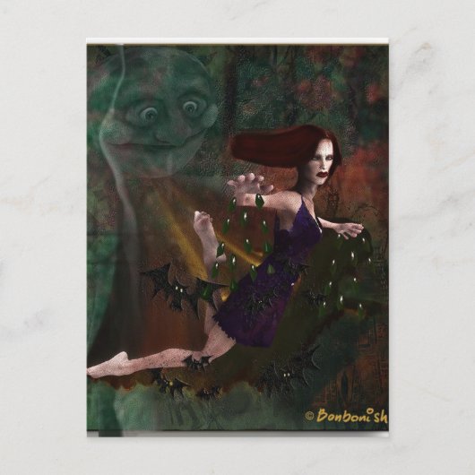 De heks en de maan briefkaart (Voorkant)