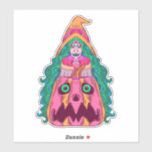 De Heks en de Pompoen Sticker (Vel)