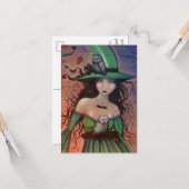 De heks en de uilen Halloween Briefkaart klein (Voorkant / Achterkant in situ)