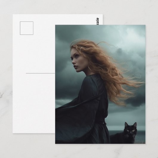 De heks en haar kat briefkaart (Voorkant / Achterkant)