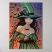 De heks en het Poster Owls Halloween (Voorkant)