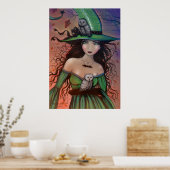 De heks en het Poster Owls Halloween (Keuken)