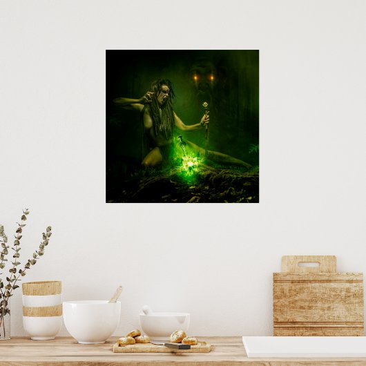 De heks gooit het groene licht poster (Keuken)