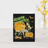 De heks Halloween Samhain Kaart (Gele Bloem)